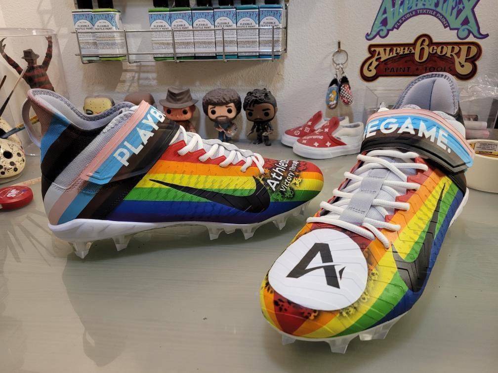 Carl Nassib Creates Rainbow Cleats to Support The Trevor Project